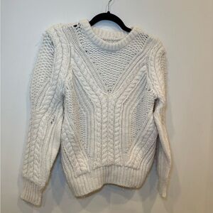 Women's White Cable Knit Sweater